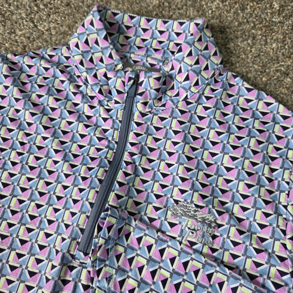 Callaway Opti-Dri Torrey Pines Golf Quarter Zip Top Geometric Print Womens Small